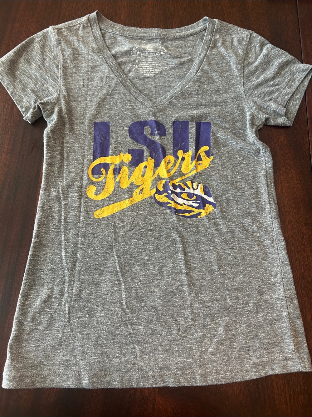 LSU Tigers Gray V-Neck Short Sleeve Tee